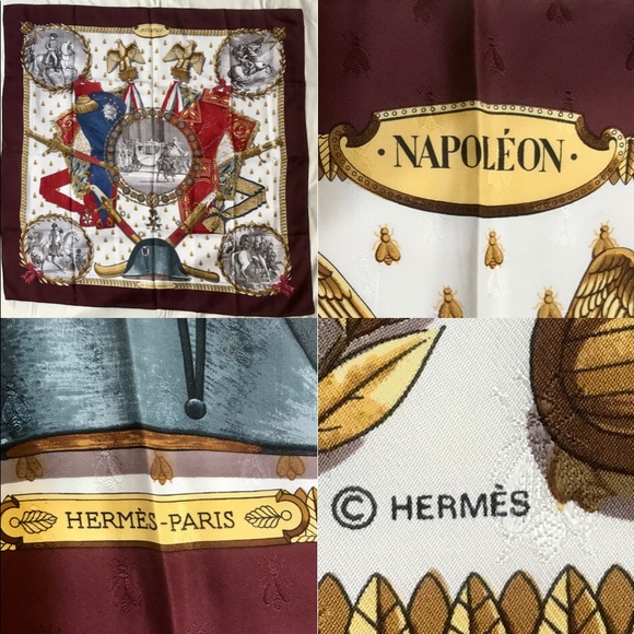 *SOLD* Hermès Burgundy Bee Jacquard Scarf 90cm “Napoléon” - Picture 12 of 12